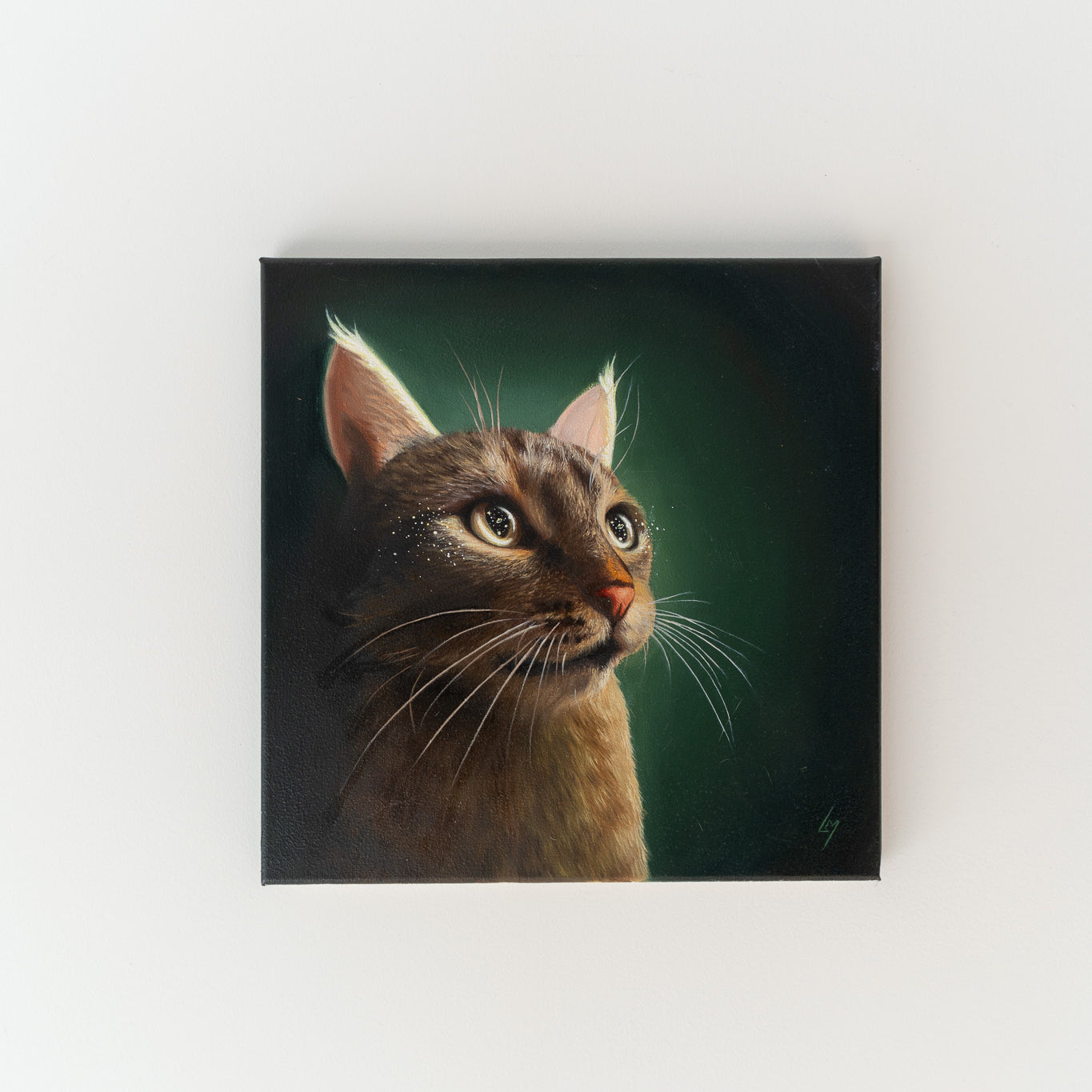 painting of a cat with stars in the eyes