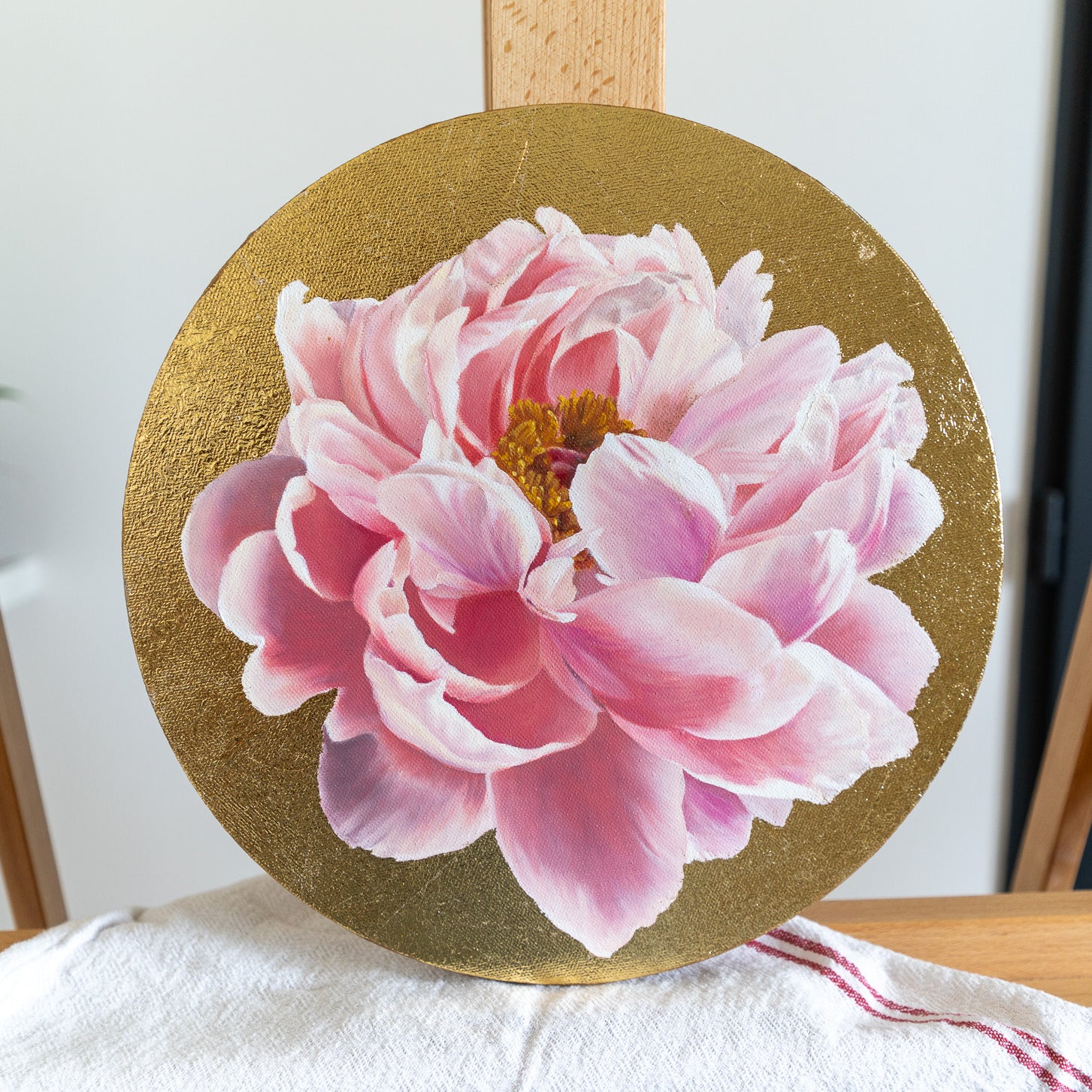 peony gold leaf painting