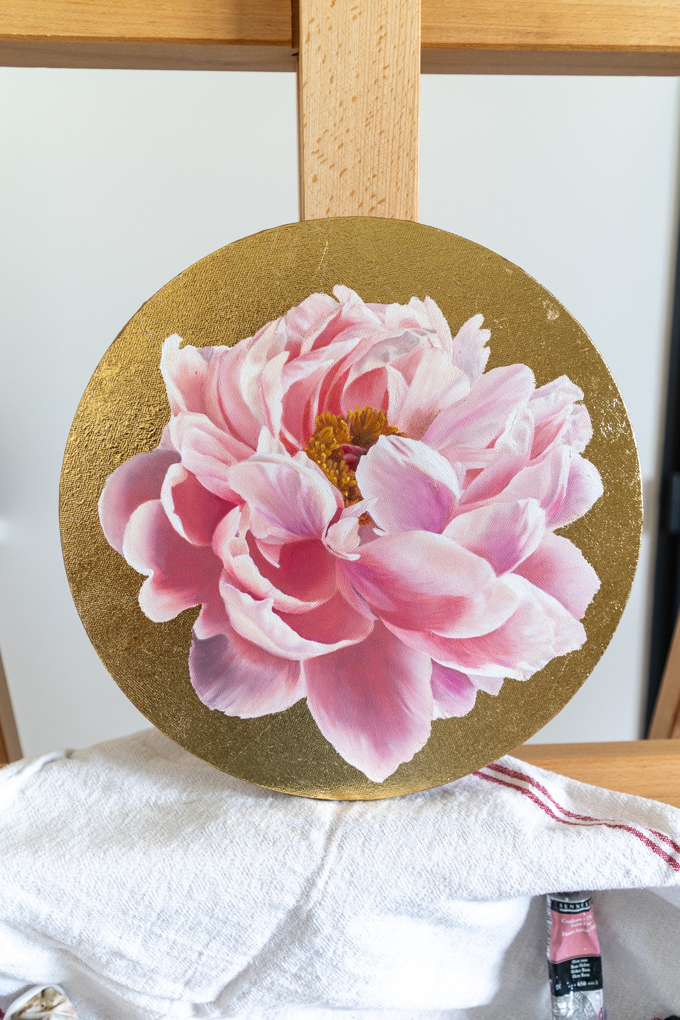peony gold leaf painting