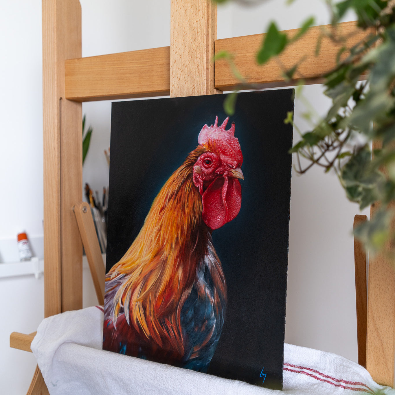 rooster oil painting
