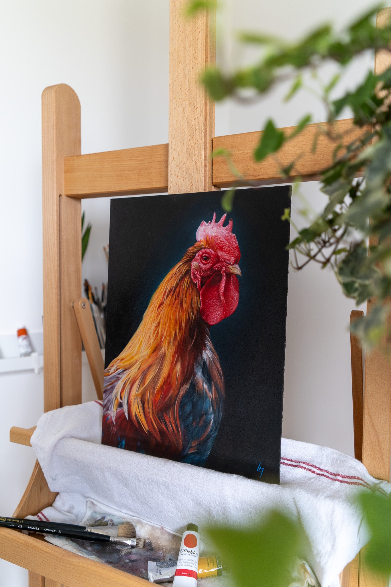 rooster oil painting